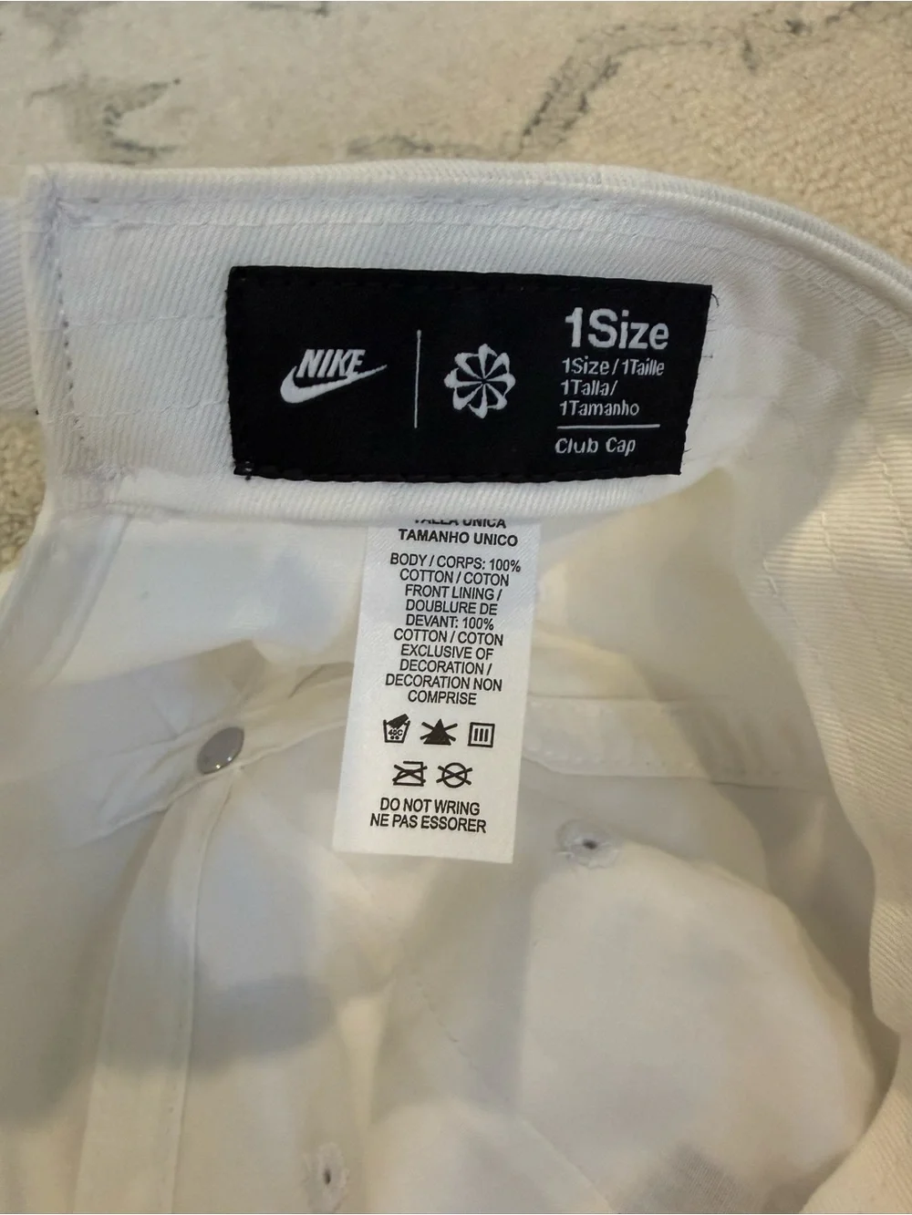 Nike Kids White Cap with Black Swoosh Logo
